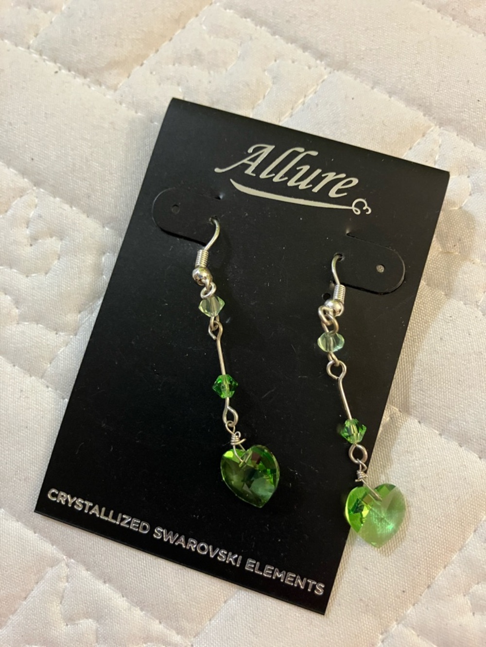 Allure Lime Green Crystal Heart Drop Earrings